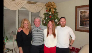 Christine Toal, 56, (left), her late ex-husband Joseph Toal, and children Brittney (second from right) and Joseph Jr. in a family photo.  Toal was killed March 3, 2026 in a fire at her Bensalem home.
