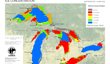 As of March 6, Lake Erie is showing 70% of ice coverage. Lake Erie remains the most ice-covered of the Great Lakes in early March.