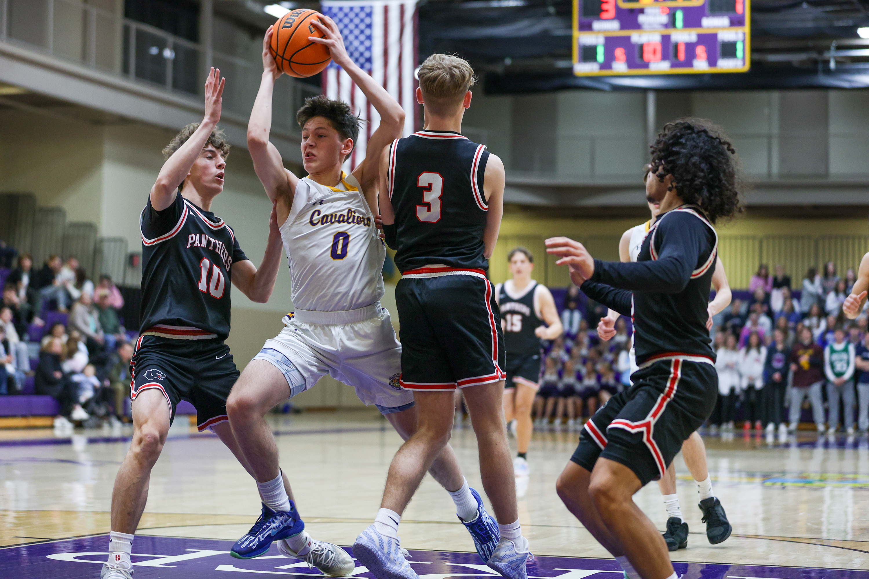 Scranton Prep’s Chicky Skoff (0) drives through defenders during the...