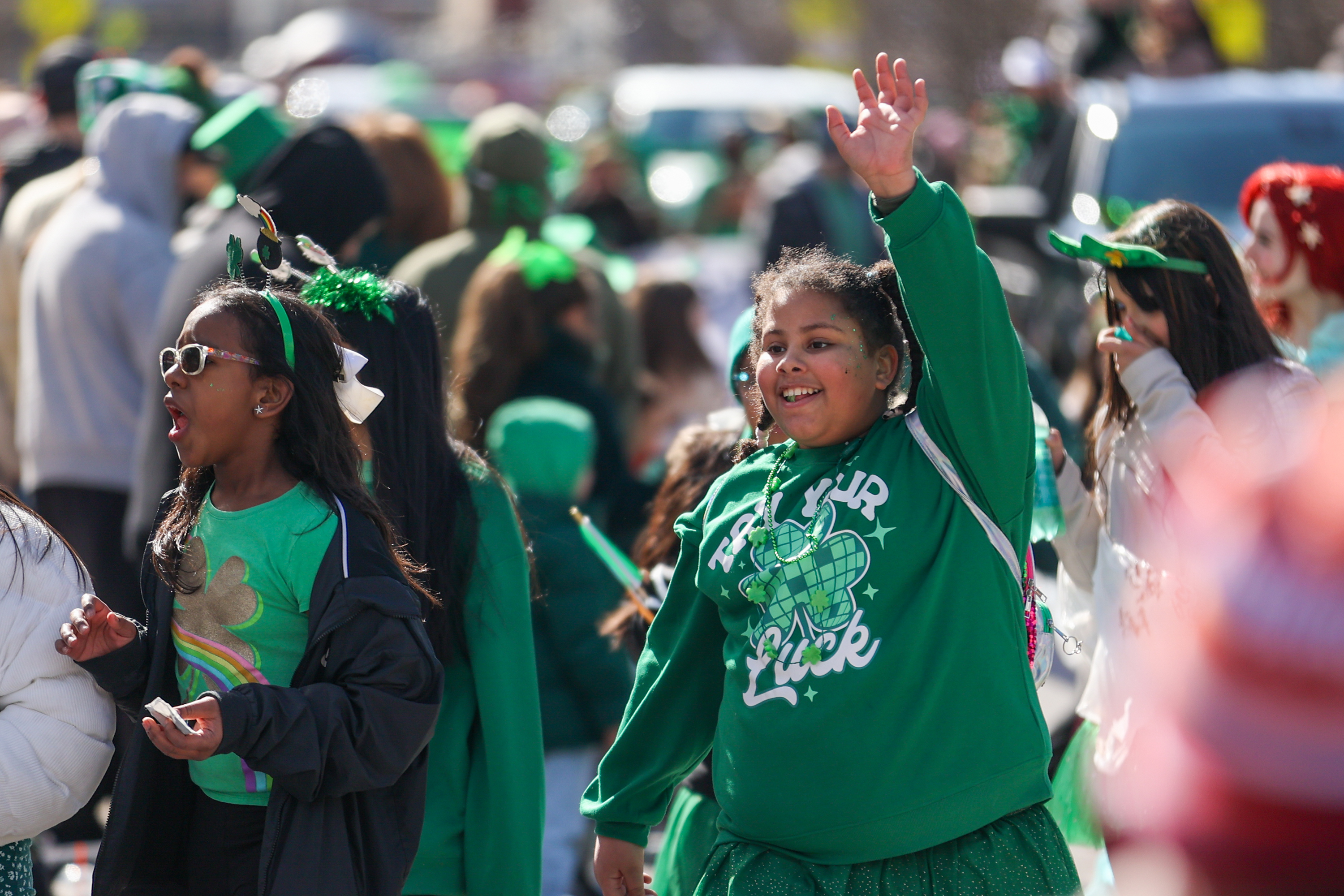 Members of the Kistler Elementary Student Council walk in the...