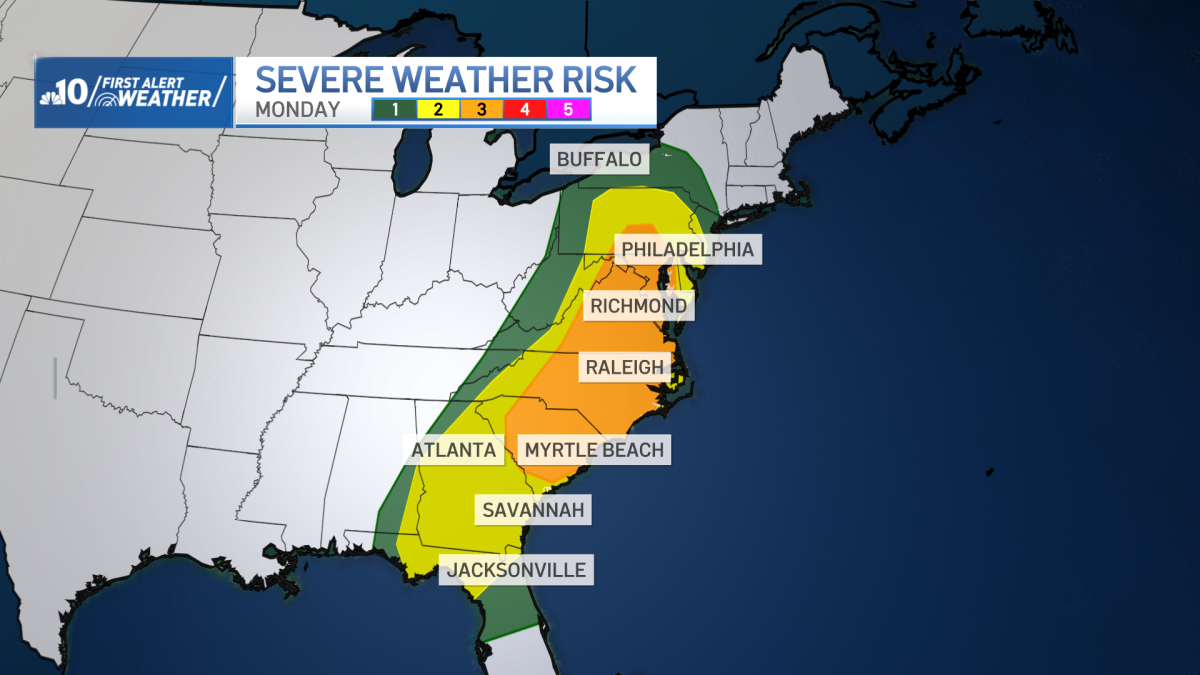 Severe storms threaten the Philadelphia region Monday – NBC10 Philadelphia