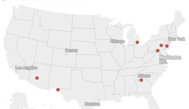 A map outlining cities where ICE has purchased warehouses so far in 2024.