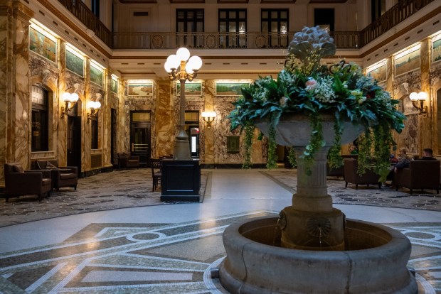 The lobby in the Radisson Lackawanna Station Hotel in Scranton on Thursday, March 05, 2026. (REBECCA PARTICKA/STAFF PHOTOGRAPHER)