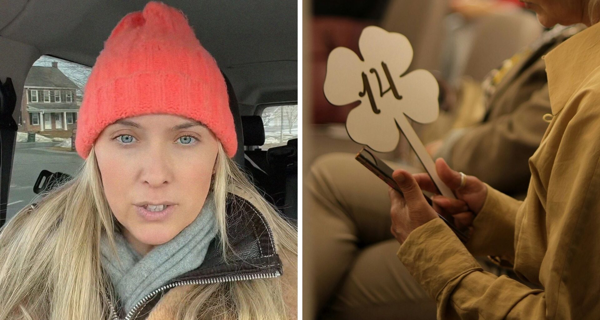 woman shares auction experience (l) woman at auction (r)