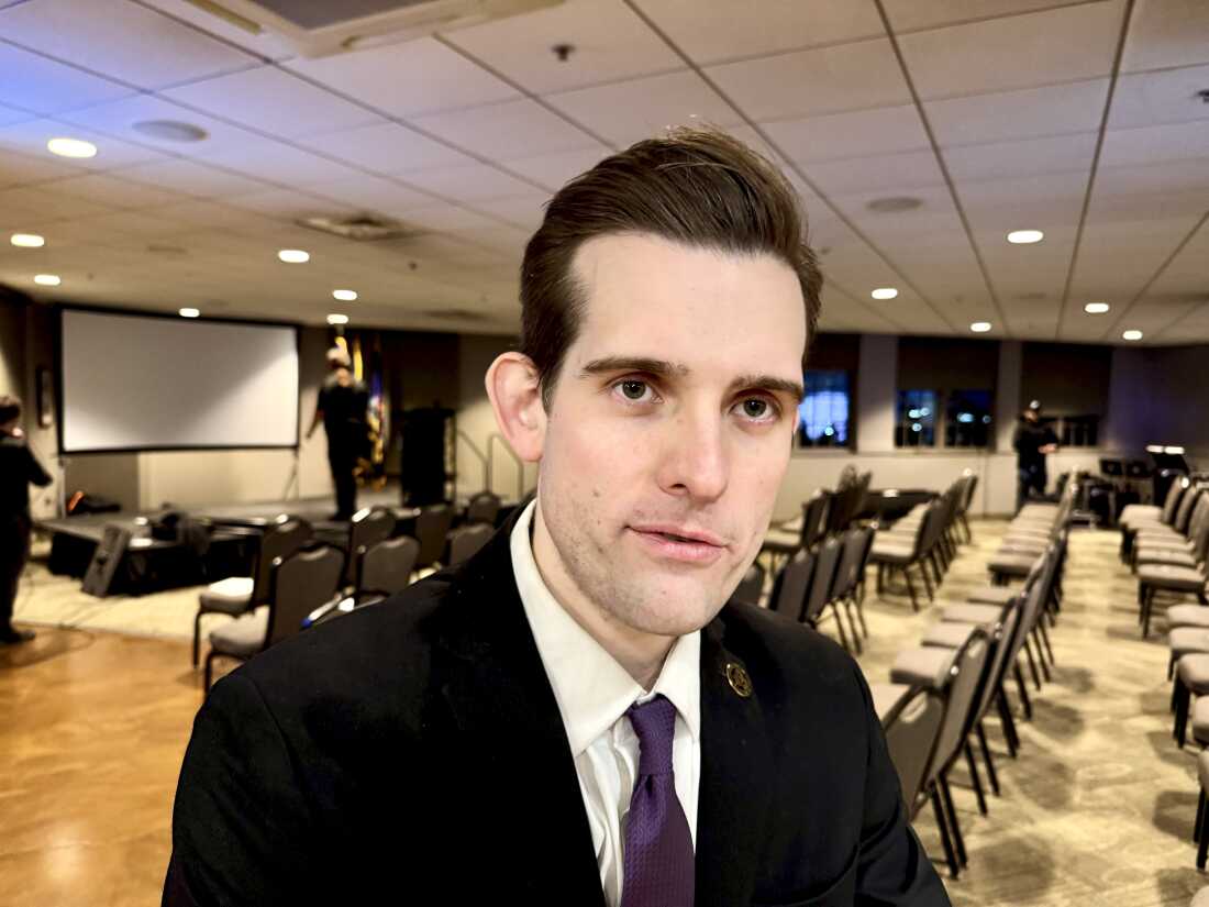 Lehigh County, Pennsylvania Executive Joshua Siegel sits for an interview after his first State of the County address in Allentown, Pa., on Feb. 26.