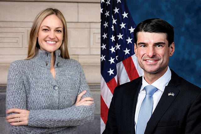 Democratic nominee Paige Cognetti, left, is running against Republican incumbent Rob Bresnahan, right, in the U.S. House of Representatives race for the 8th district of Pennsylvania.