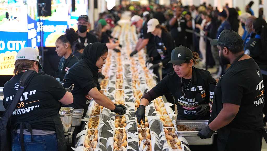 Philly celebrates its signature food as its airport sets a record for longest cheesesteak line
