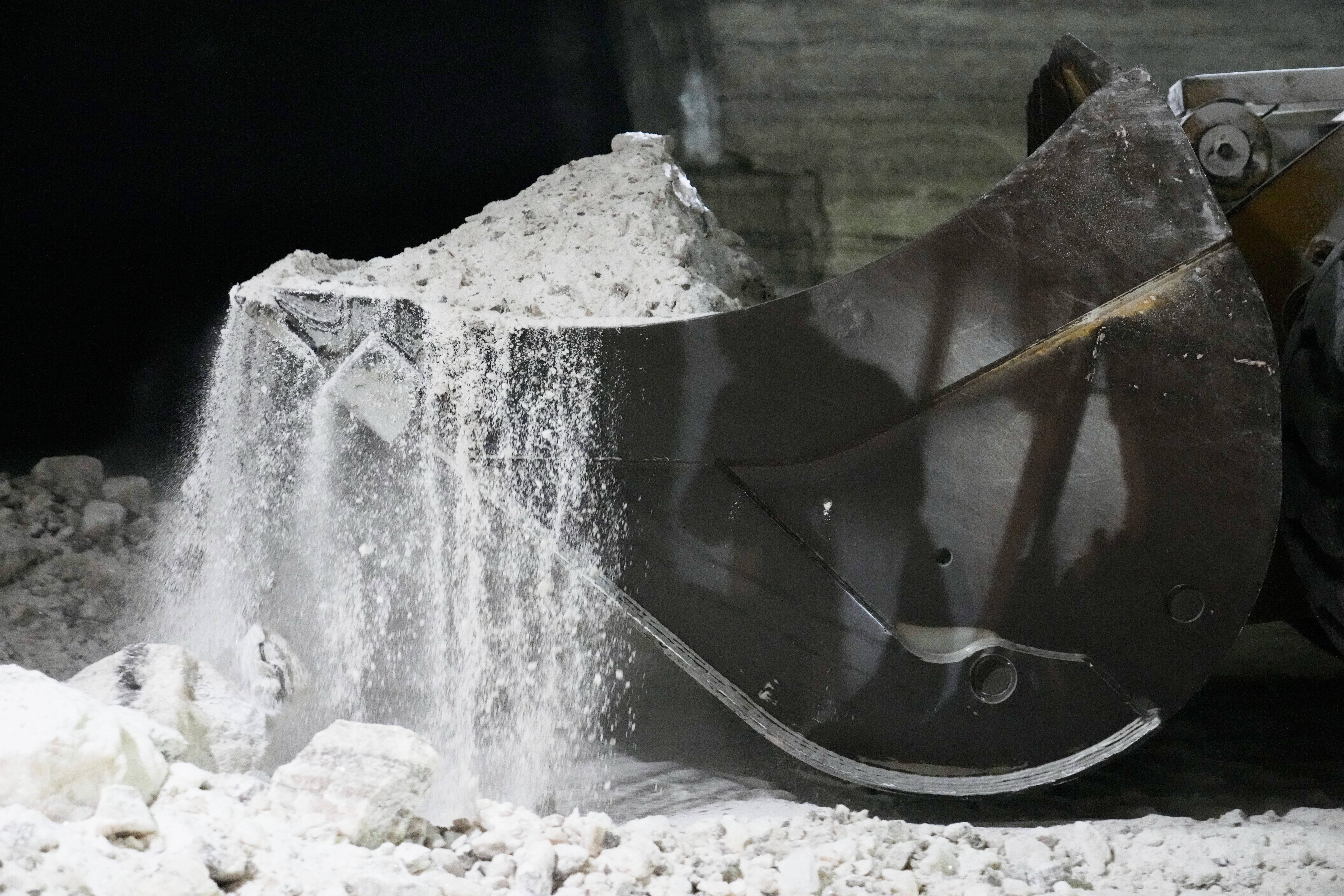 The salt, formed 440 million years ago, is mucked up and loaded onto a conveyor belt 1,800 feet below the surface of Lake Erie