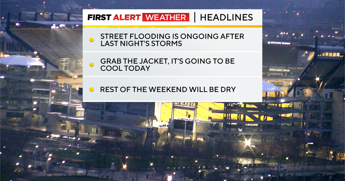 Cooler weather rolls in after a rainy night and morning in Pittsburgh