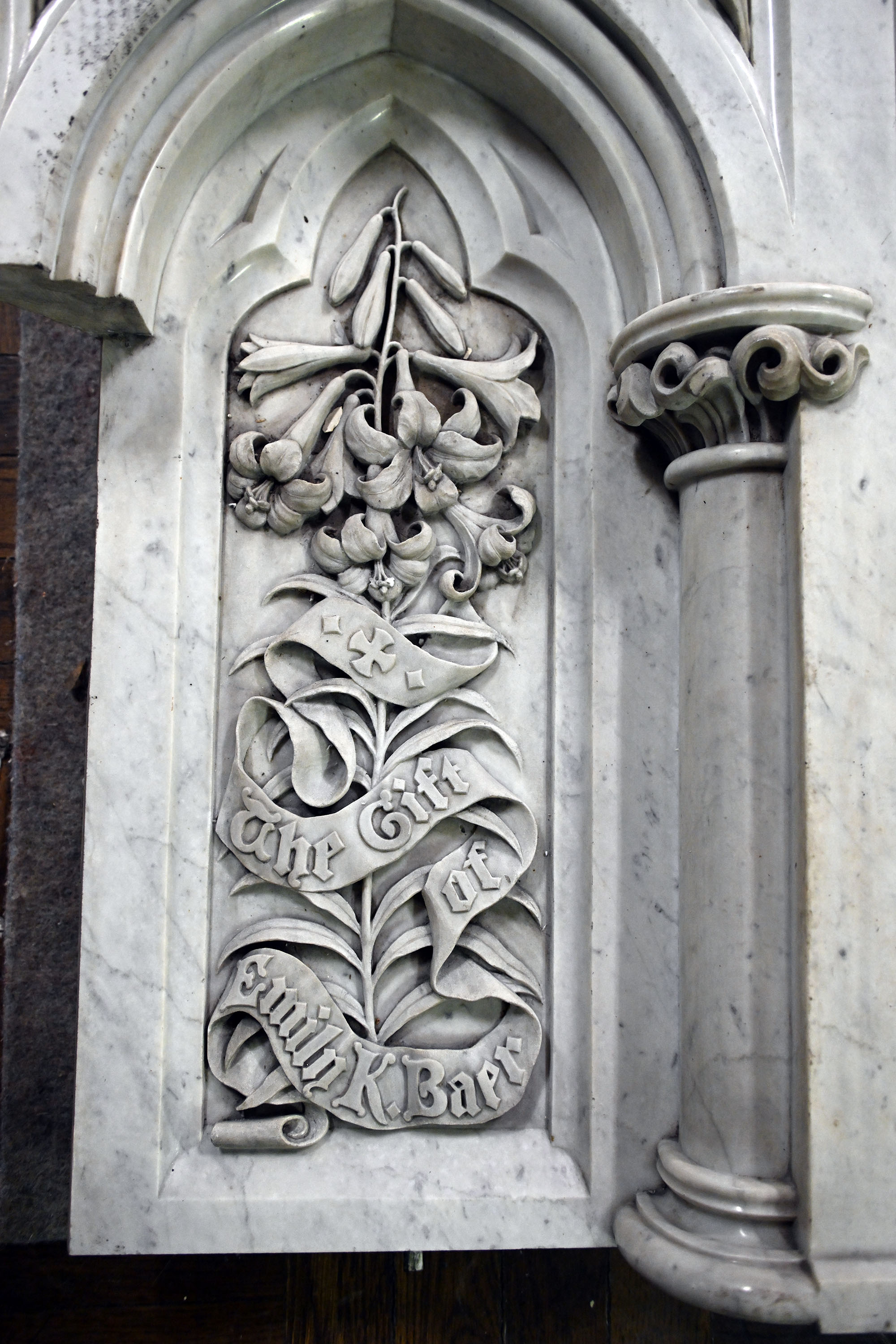 A marble altar in Second Reformed Church at Sixth and...