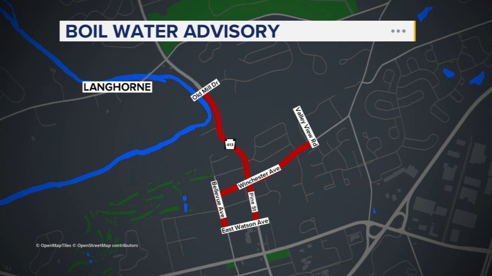 Boil water advisory for residents following water main break in Langhorne, Pennsylvania