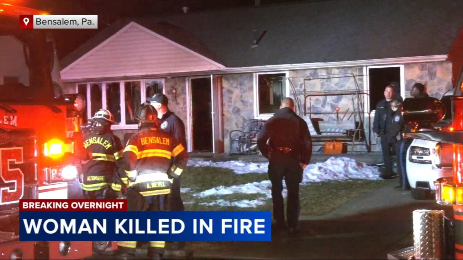 Woman killed, man rescued after house fire in Bensalem, Pennsylvania