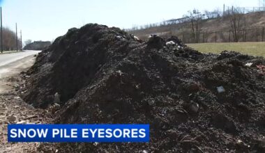 Dirty snow piles linger across Philadelphia