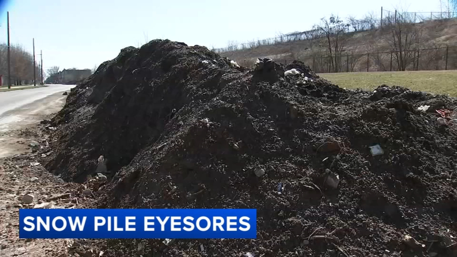 Dirty snow piles linger across Philadelphia
