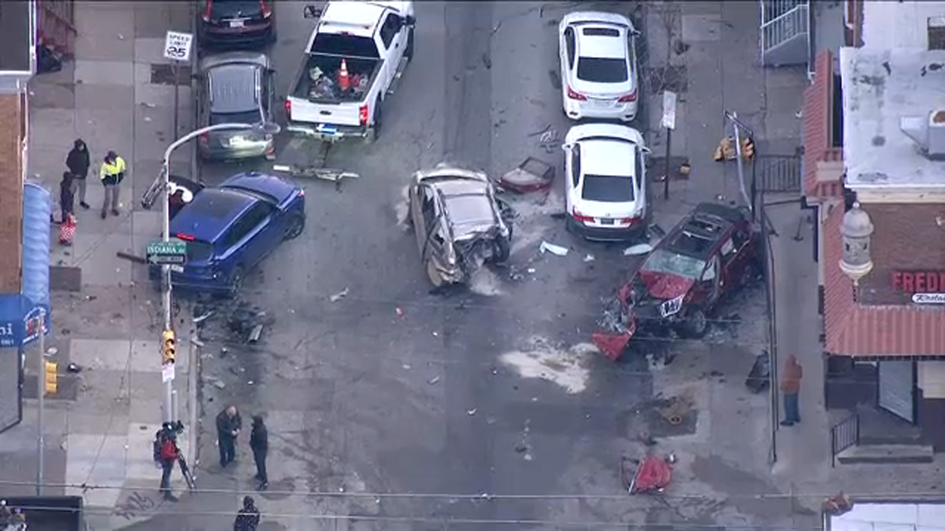 At least two people were seriously hurt in a multi-vehicle crash in North Philadelphia on Tuesday morning.
