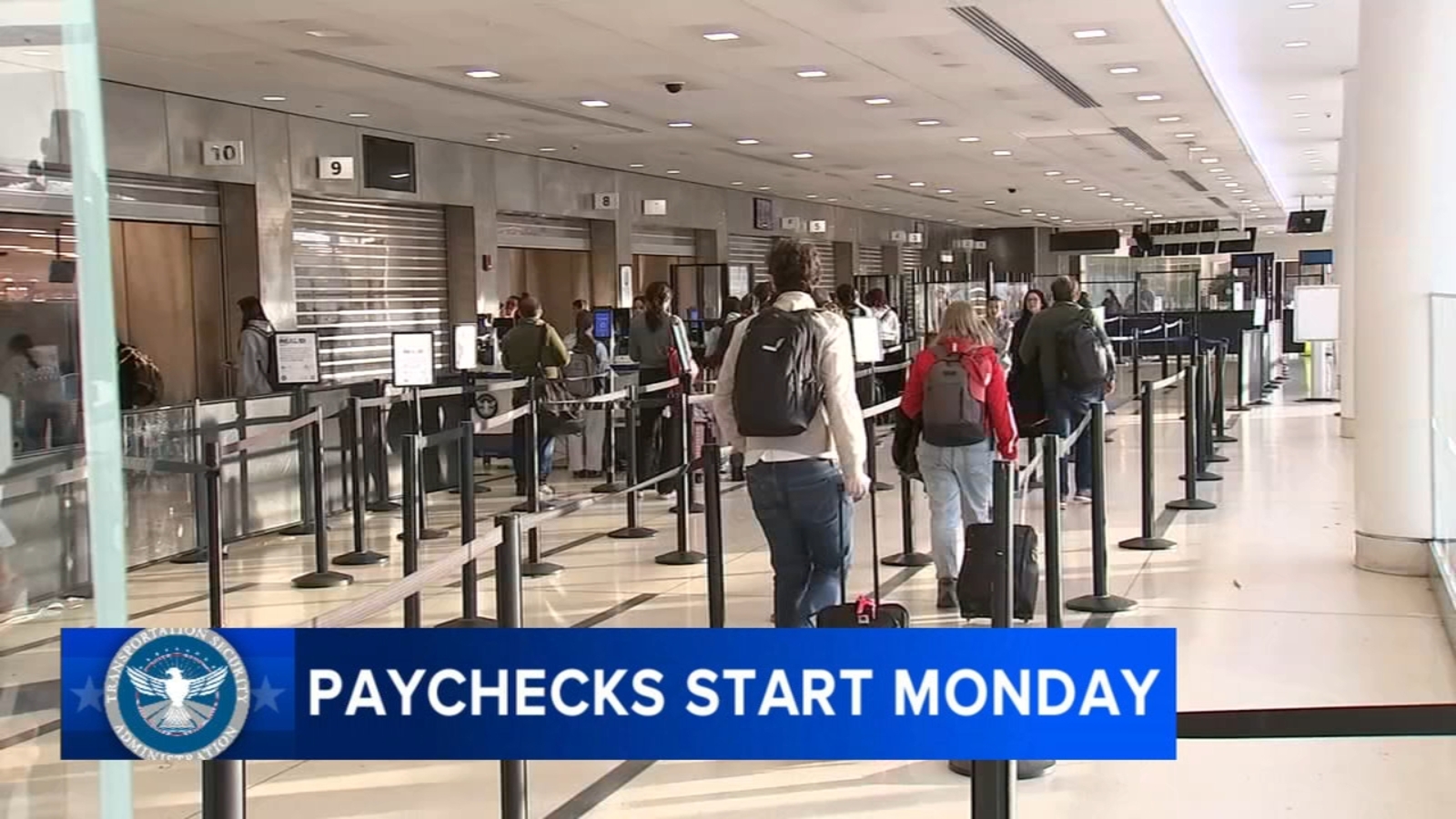 TSA union warns continued staffing strain as first paycheck in weeks arrives Monday