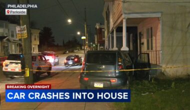 2 injured after car slams into front porch of home in Philadelphia's Parkside section