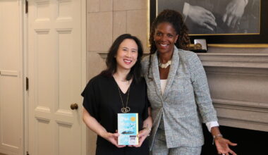 Monique Moore Pryor and Celeste Ng are pictured.