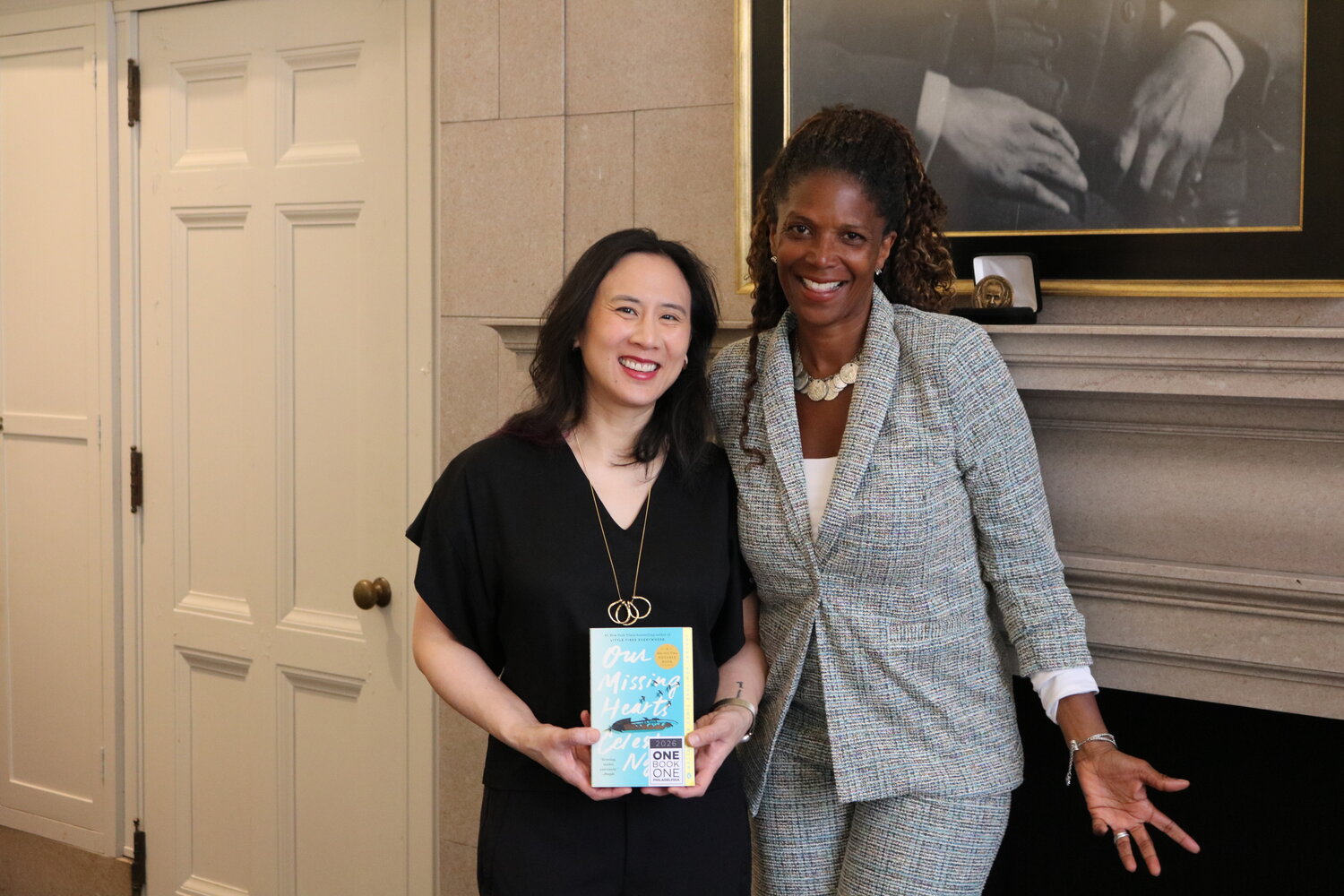 Monique Moore Pryor and Celeste Ng are pictured.