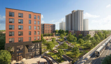A rendering of the new Westpark Apartments is shown. The redevelopment project is expected to bring 1,000 new homes to West Philadelphia.