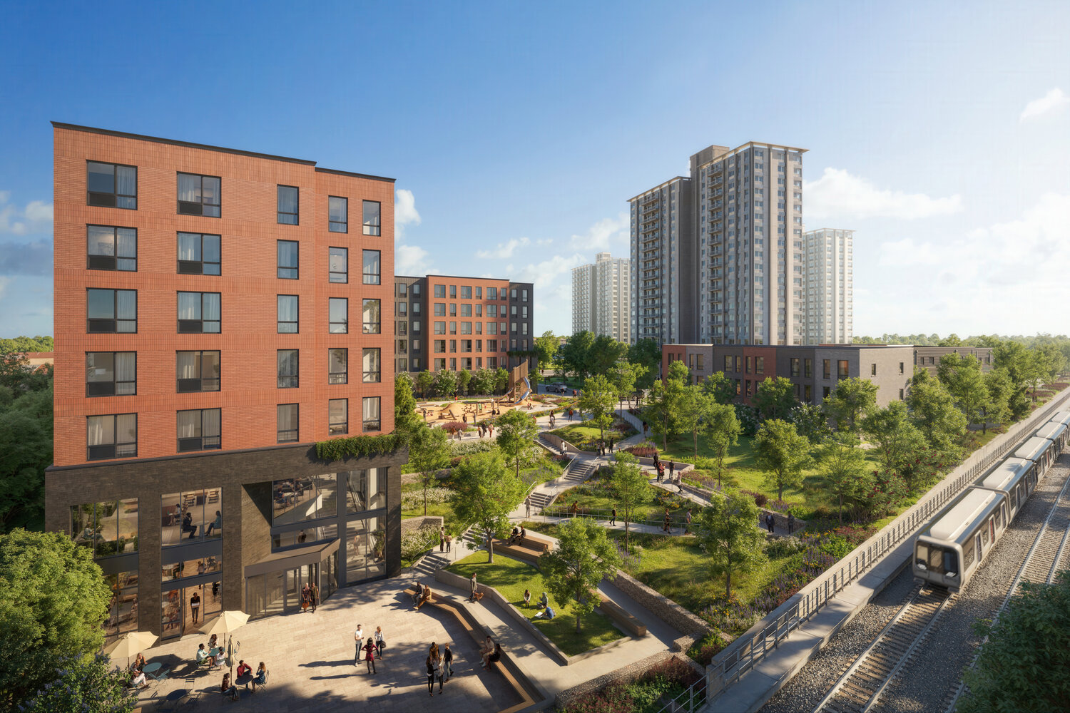 A rendering of the new Westpark Apartments is shown. The redevelopment project is expected to bring 1,000 new homes to West Philadelphia.