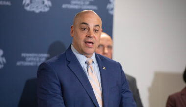 Pennsylvania Attorney General Dave Sunday speaks about the charges filed against Adam K. Richardson on Monday, March 16, 2026.