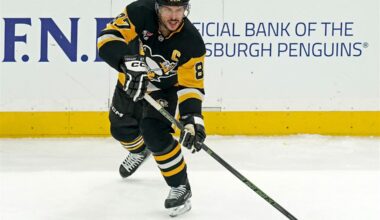 Penguins captain Sidney Crosby leaves game, ruled out against Ottawa Senators