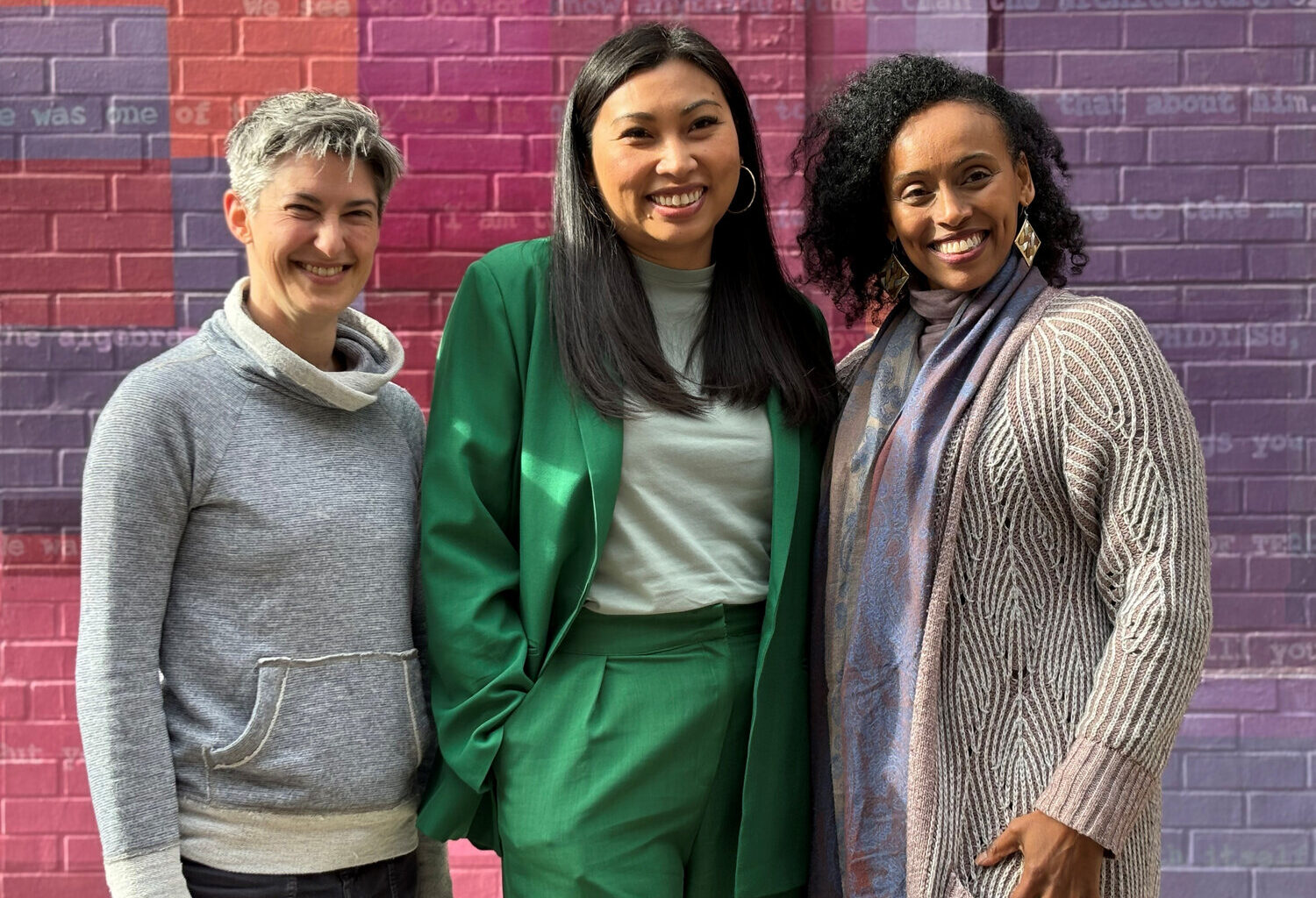 Pictured are (from left)Philly Cycle playwrights L M Feldman, Saymoukda Duangphouxay Vongsay, and Antu Yacob.