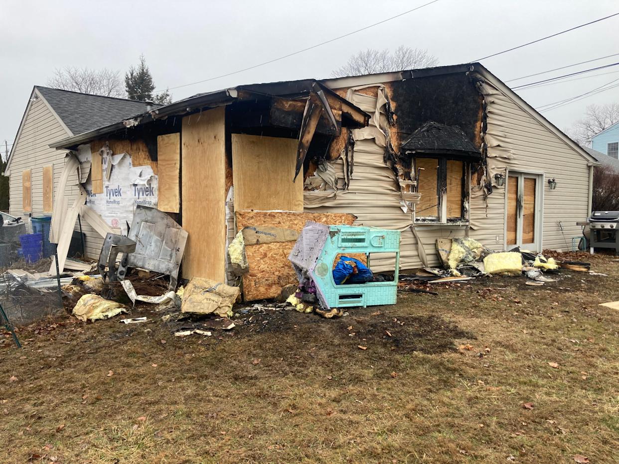 A look at a house in the 2700 block of Bellview Drive in Bensalem, where a woman died in an early-morning blaze Tuesday, March 3, 2026. A roommate escaped, but was hospitalized, a neighbor said.