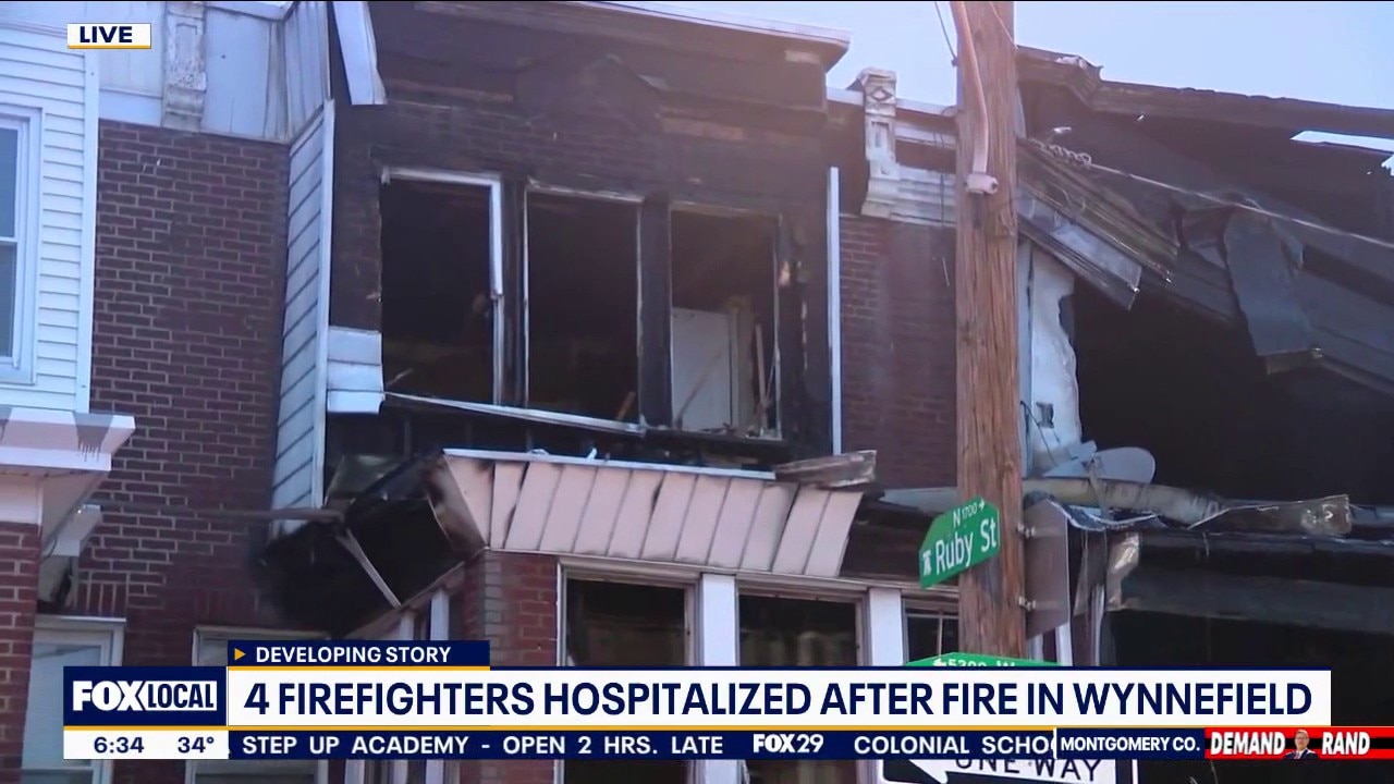 4 firefighters, 2 families displaced hurt in West Philadelphia rowhome fire