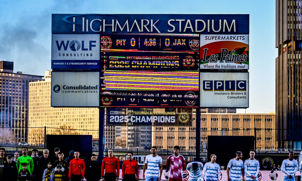 GALLERY: Riverhounds SC raise first-ever championship banner at Highmark Stadium