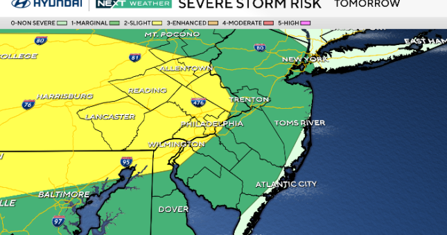 Severe storms threaten Philadelphia region Sunday afternoon. Here's the weather forecast