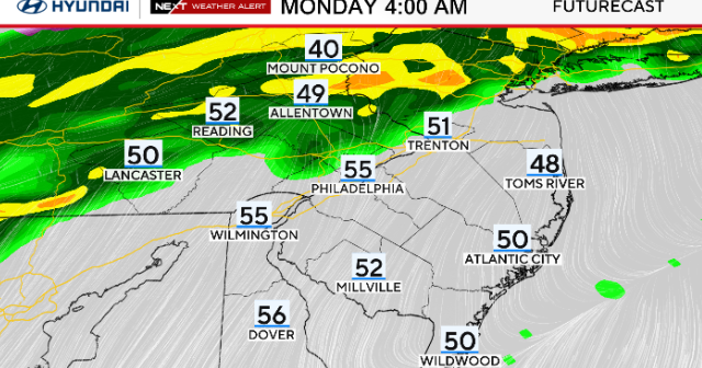 Monday morning starts with rain in Philadelphia region as temps drop. Here's the weather forecast.