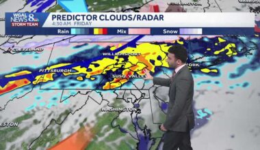 Clouds & some sun, milder today; rain returns late Thursday in south-central Pennsylvania