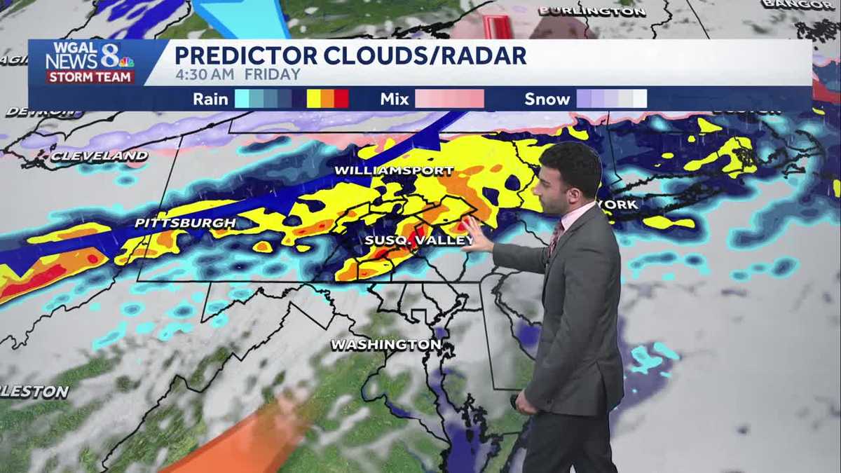 Clouds & some sun, milder today; rain returns late Thursday in south-central Pennsylvania