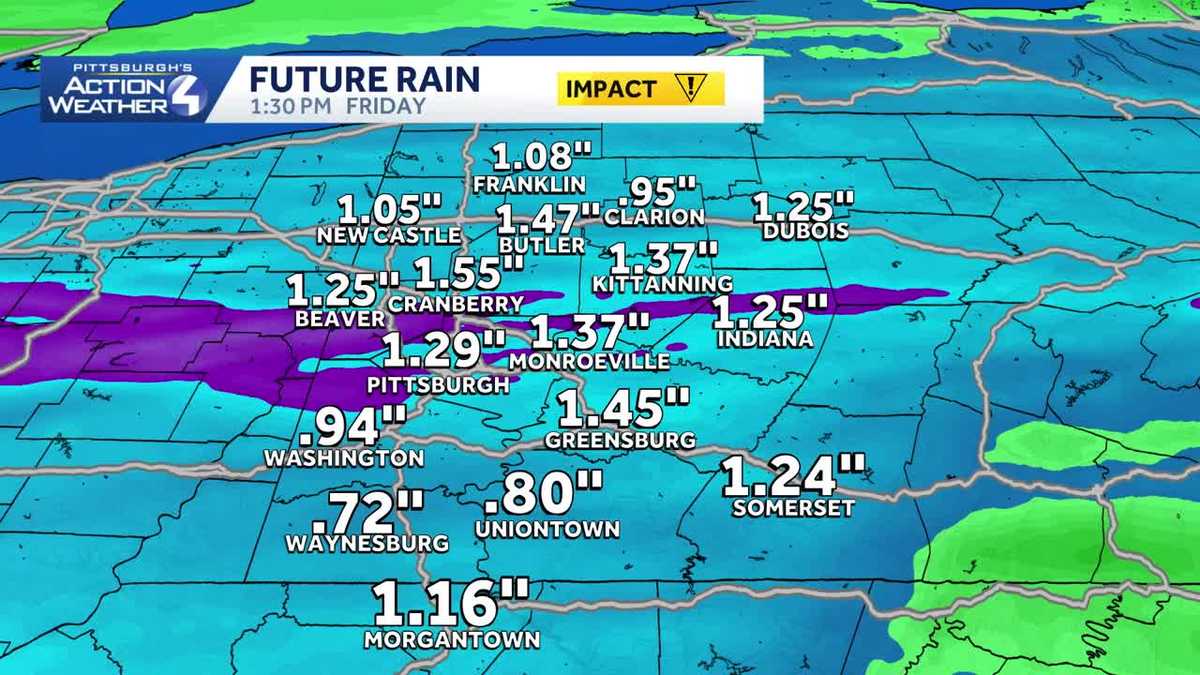 Thursday into Friday due to heavy rain in Western PA