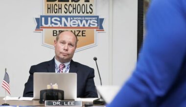 Bensalem Superintendent Samuel Lee listens to Rush Elementary School teacher Justin Ellis during a June 2018 school board meeting.