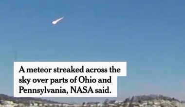 A meteor was captured on cameras in Ohio and Pennsylvania on Tuesday morning, NASA said. The fireball created a sonic boom around the Lake Erie region, a meteorologist said. https://nyti.ms/4uB3NGA | The New York Times