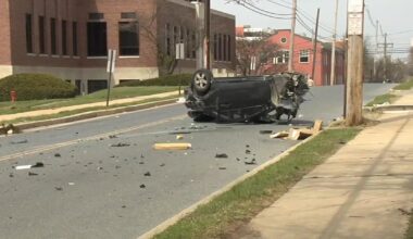 Car splits in two after crash into utility pole in Reading | Berks Regional News