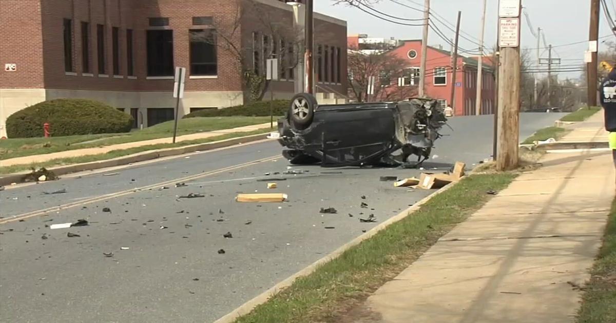 Car splits in two after crash into utility pole in Reading | Berks Regional News
