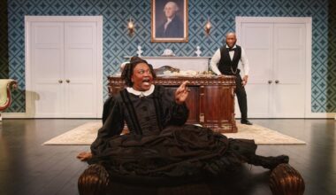 Tituss Burgess and Phillip James Brannon in "Oh, Mary!" on Broadway. The Tony Award-winning comedy runs March 9 to 14, 2027, at the Miller Theater.