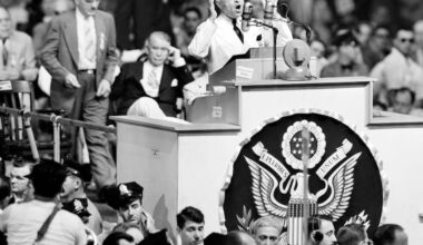 President Harry S. Truman is shown during his acceptance speech at the Democratic National Convention in Philadelphia, July 15, 1948.  (AP Photo)