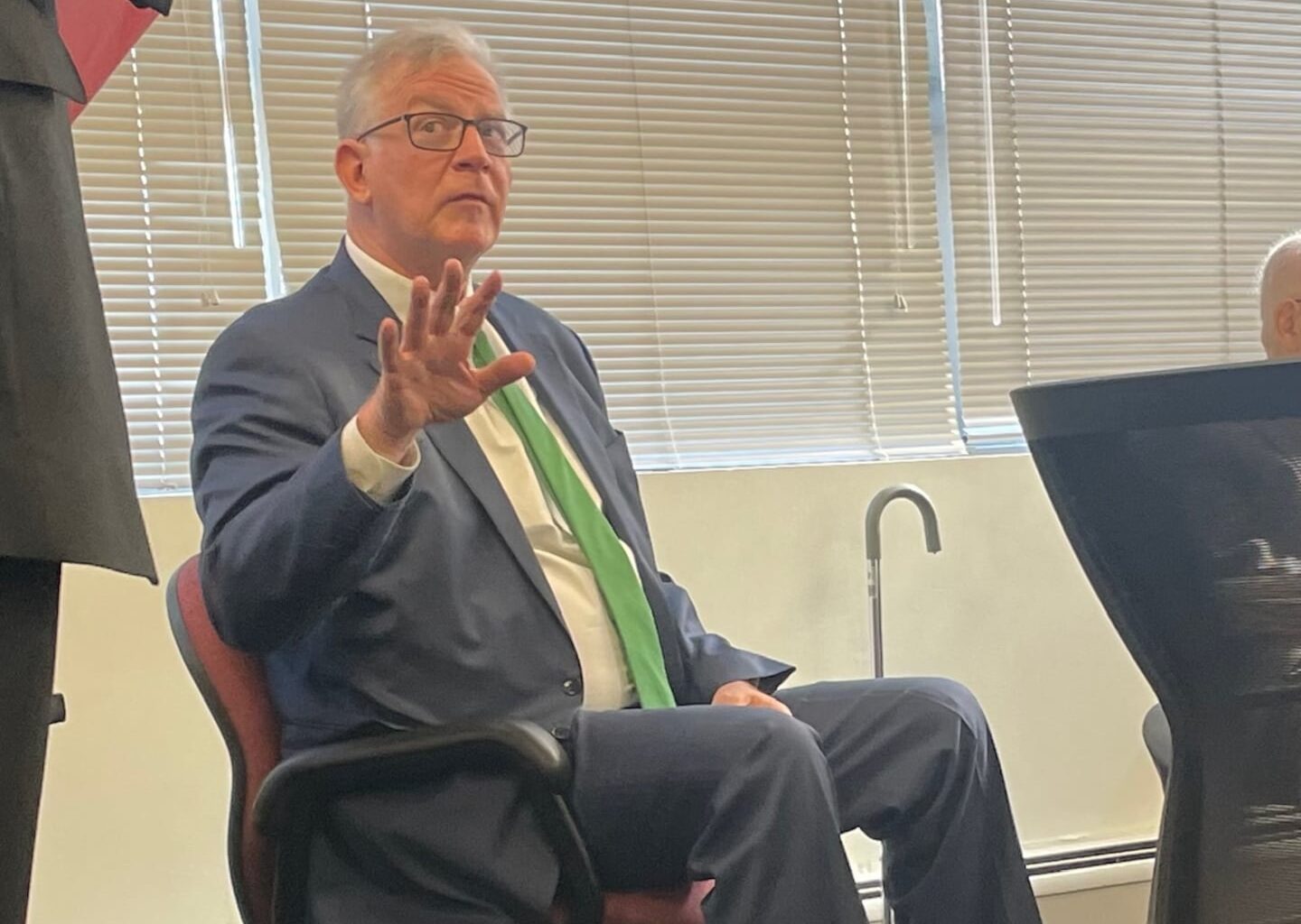 Former Rhode Island administration director James E. Thorsen testifies before the state Ethics Commission about a March 2023 business trip to Philadelphia.