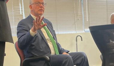 Former Rhode Island administration director James E. Thorsen testifies before the state Ethics Commission about a March 2023 business trip to Philadelphia.