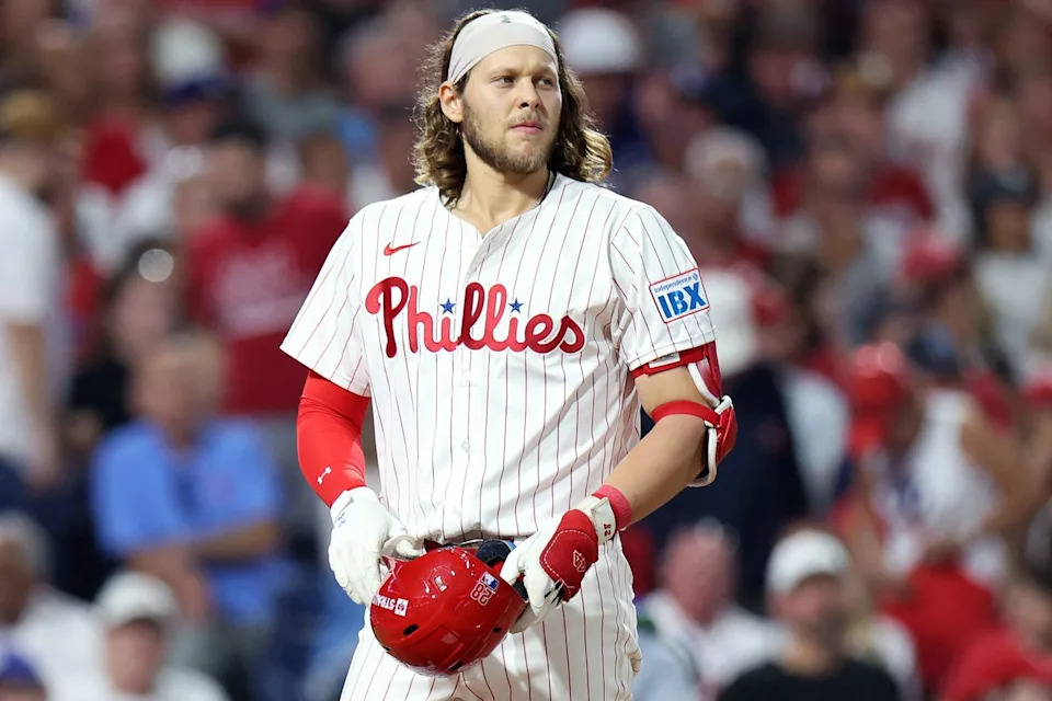 Alec Bohm on Oct. 6, 2025 in PhiladelphiaCredit: Emilee Chinn/Getty