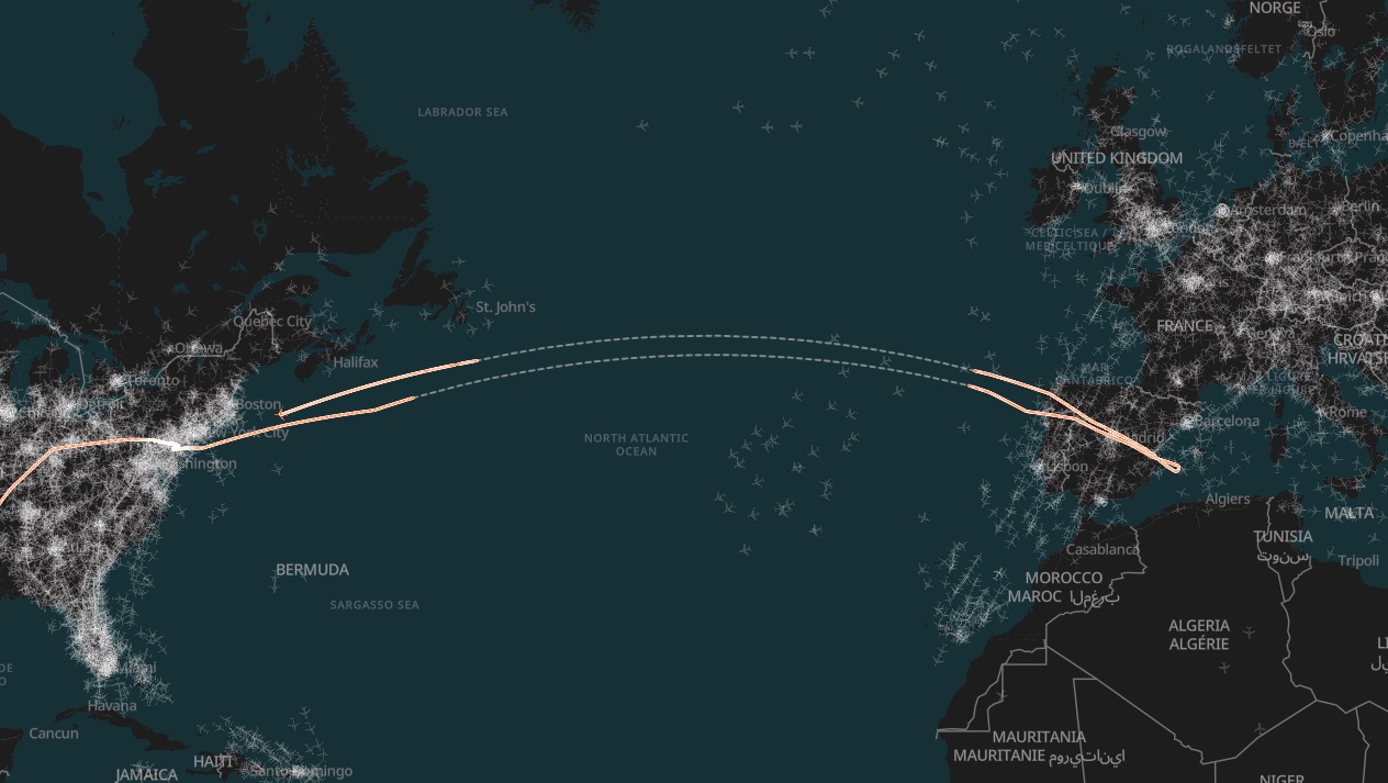 After U-turn over the Mediterranean, American AA120 is returning to Philadelphia after 15 hours in the air