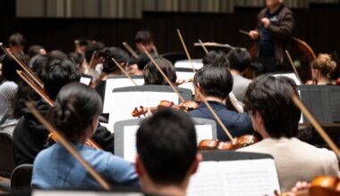 The University of Pennsylvania Symphony Orchestra practices at Irvine Auditorium on Friday evening. The orchestra, founded in 1878, is older than the Philadelphia Symphony Orchestra.
