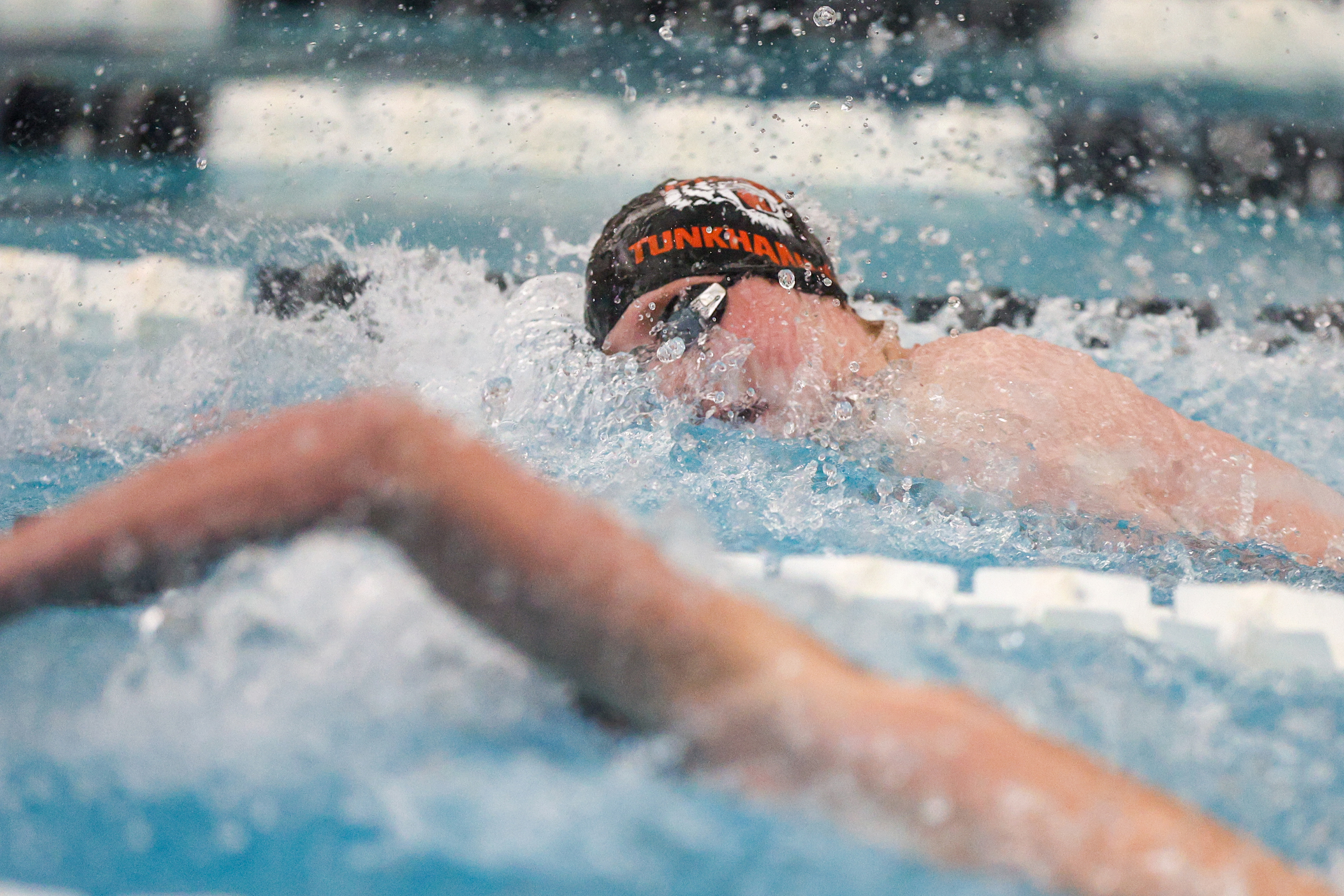 Tunkhannock Area’s Jaden Baltrusaitis competes in the 100 freestyle during...