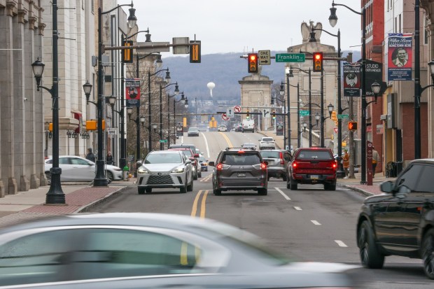 A look down West Market Street in Wilkes-Barre. (JASON ARDAN / STAFF PHOTOGRAPHER)
