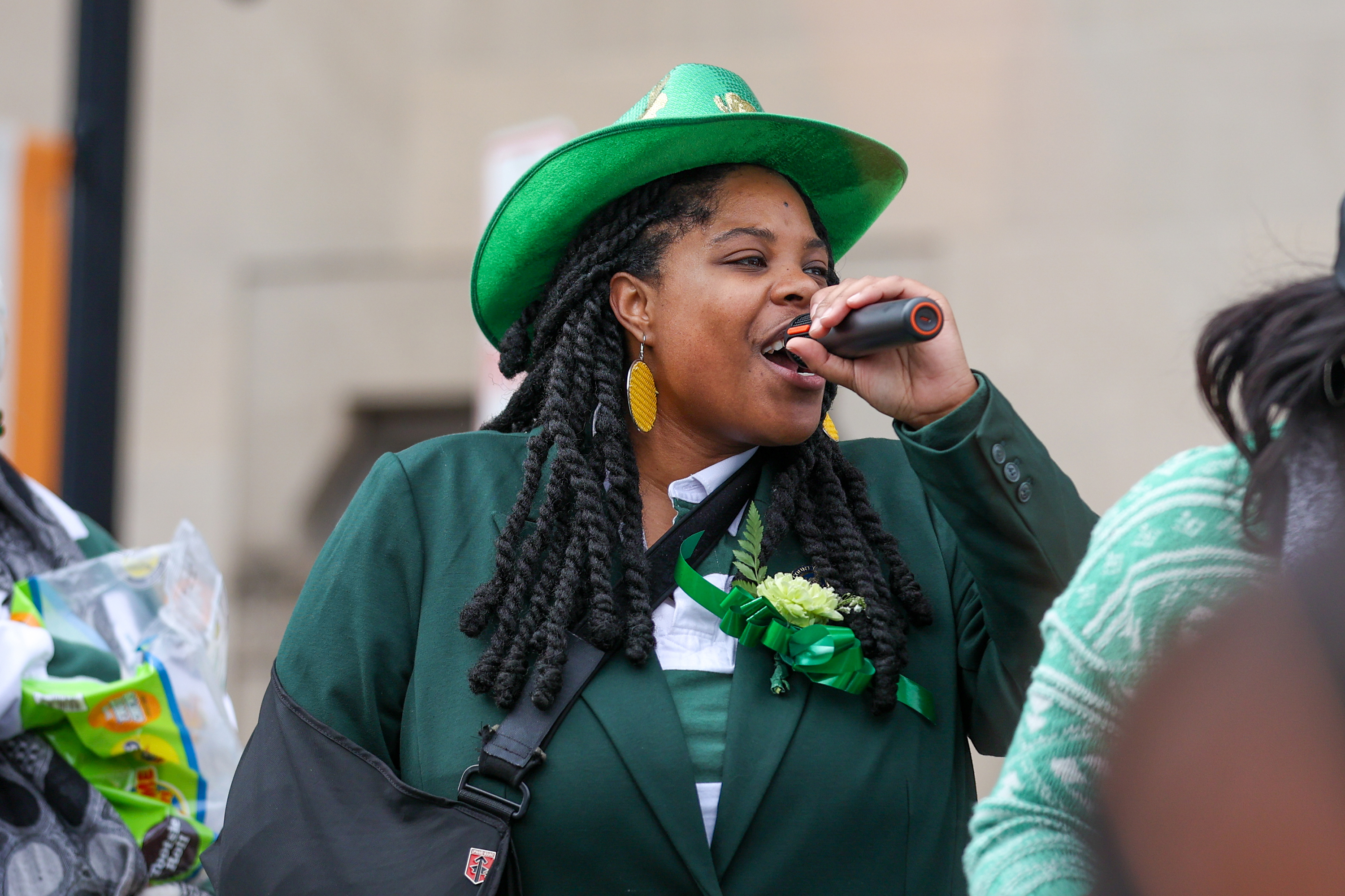 Luzerne County Council member Brittany Stephenson speaks to the crowd...